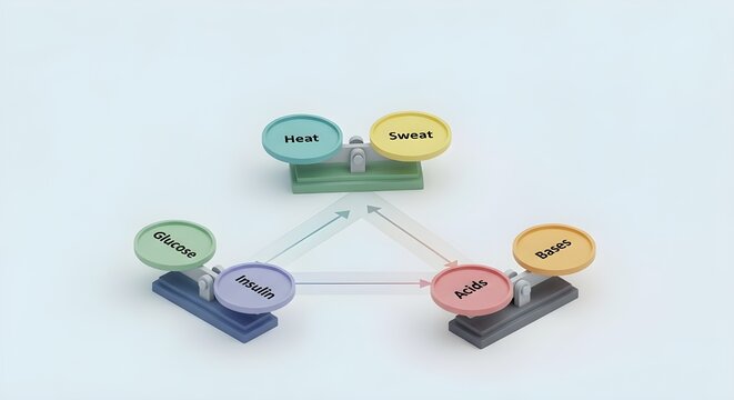 Diabetic Ketoacidosis Pathophysiology Cycle &ndash; Glucose Insulin Acids Heat Sweat Medical 3D Concept Illustration