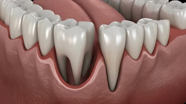 Animation of an impacted wisdom tooth cross-section