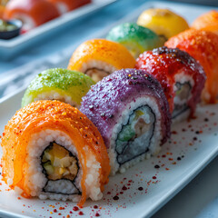 sushi rolls with salmon
