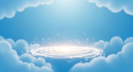 Portal of ethereal light in clouds