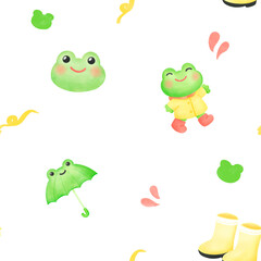 Frog with Umbrella Seamless Pattern, Background