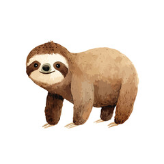 Obraz premium Cute Sloth Illustration Standing Smiling Animal Character.