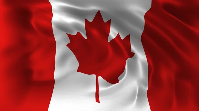 Realistic Canada flag waving in a seamless loop with detailed fabric texture perfect for Canada Day celebrations national events government videos holiday festivities and 4K visual projects