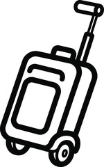 Black and White Line Art of a Rolling Suitcase Ideal for Travel and Vacation Concepts Promoting Simplicity and Modernity in Design Presentations and Marketing Materials