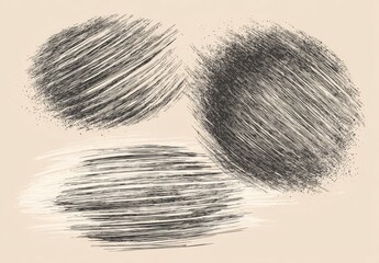 Obraz premium Charcoal-style, rough hatched circles/ovals on a beige background