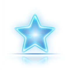 Fototapeta premium Shimmering blue star with a bright center, casting a subtle reflection