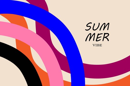 Bright colorful summer abstract poster design with bold curved shapes, vibrant gradients, and modern playful style ideal for seasonal promotions, banners, advertisements
