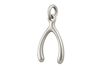 Silver wishbone charm representing luck and hope concept