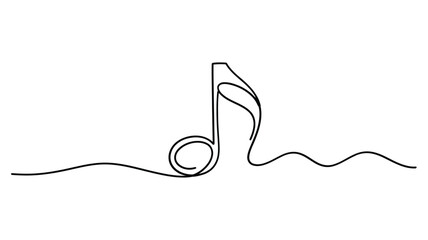 Obraz premium Single line drawing of a musical note and sound wave