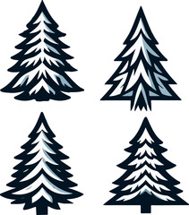 Snowy pine tree logo vector white background .
