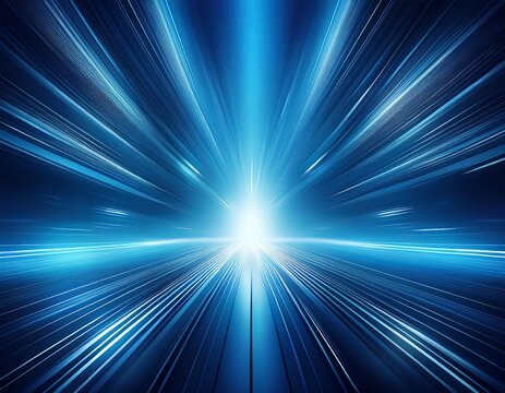 a blurry blue background featuring a central light source