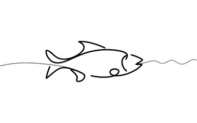 Obraz premium Minimalist single line drawing of a fish swimming
