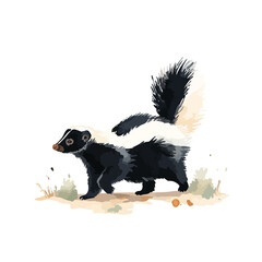 Cute Skunk Illustration Walking Wild Animal Vector Art.