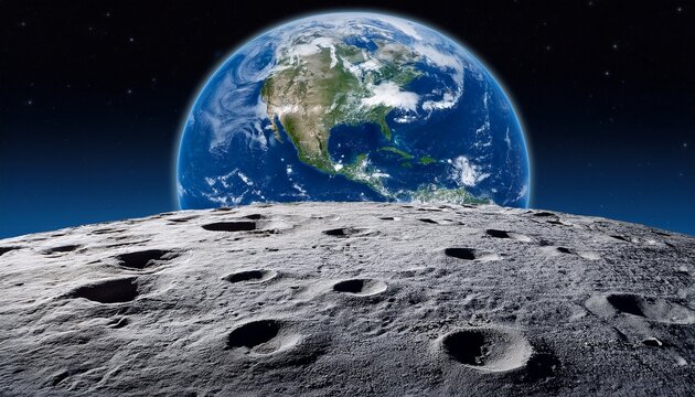 earth viewed from moons surface - Powered by Adobe