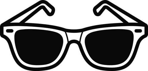 Stylish sunglasses icon design in black and white representing fashion accessories and eye protection for summer days with a minimalist aesthetic
