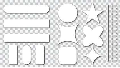 Modern minimalist white ui ux design elements. collection of various shapes, buttons, labels, frames, borders and subtle drop shadows.