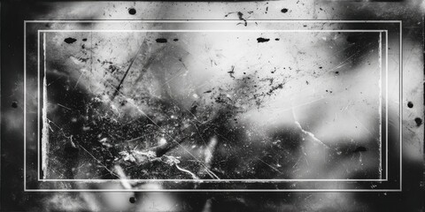 Grungy, scratched, black and white overlay with a double rectangular frame
