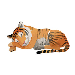 Cute Sleeping Tiger Illustration Peaceful Wild Animal Vector Art.
