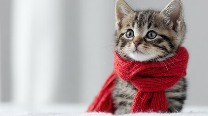 Kitten in Red Scarf