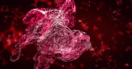 Cluster brightening and unfurling, particle cloud rising rotating expanding showing lab sim - Powered by Adobe