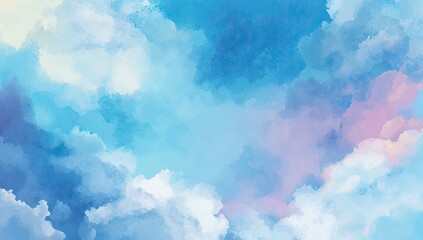 Watercolor sky with wispy clouds in blues, pinks, & purples