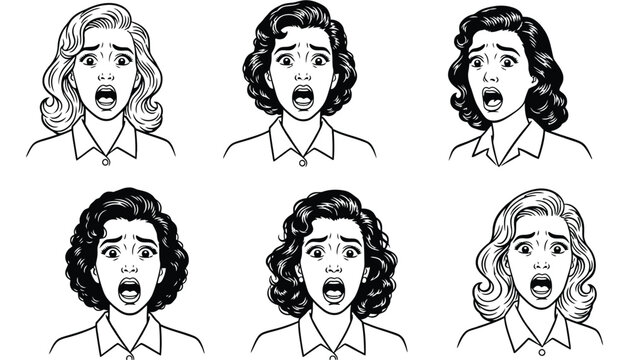 Retro woman screaming with fear vintage comic book illustration
