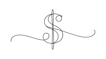 Elegant dollar sign flourish with swirling lines