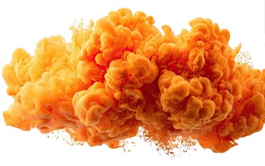 Abstract orange cloud of swirling pigment, isolated on white