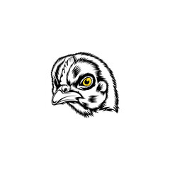 black and white illustration logo of a chick