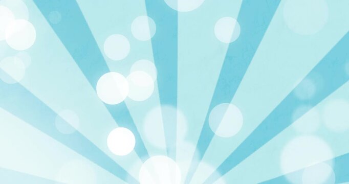 On start, blue rays darkening, bokeh swelling and sweeping up then fading, forming transition card