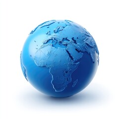 Obraz premium Blue globe showing Africa and Europe, textured continents, clean render