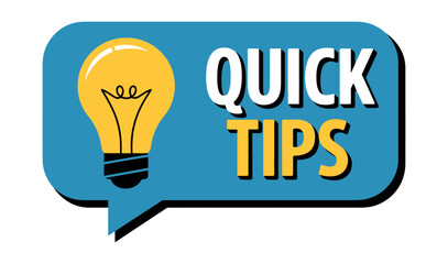 A glowing lightbulb represents a quick idea or tip.