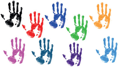 rainbow-colored handprint design.  Ideal for children's designs, imaginative backdrops, and whimsical décor
