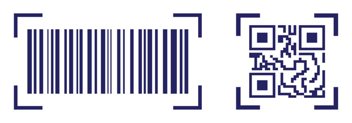 Barcodes and QR code label Collection.  digital bar code and retail pricing bars labeling. QR code icon collections. Vector illustration.