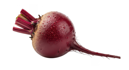 Fresh beetroot with green leaves isolated on transparent background