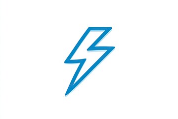 Blue cartoon lightning bolt outline, angled right, on a white background
