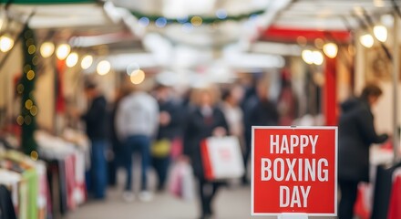 Boxing Day Market Scene with Festive Holiday Shopping