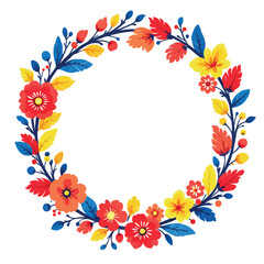 Vsai colorful floral wreath illustrating spring and summer seasons