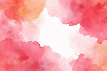 Watercolor abstract texture background, shades of red, orange, with white space