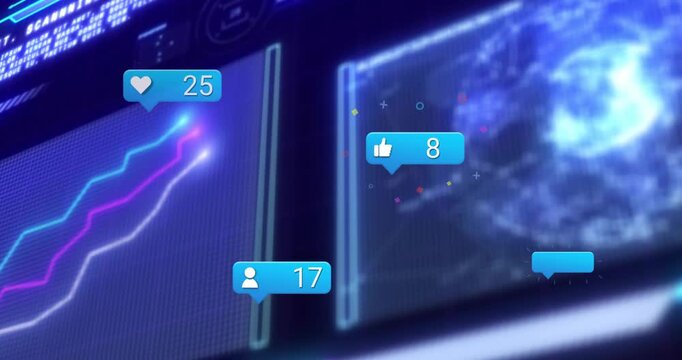 Tiny blue badge appearing at right starting badges popping, updating counts, celebrating engagement