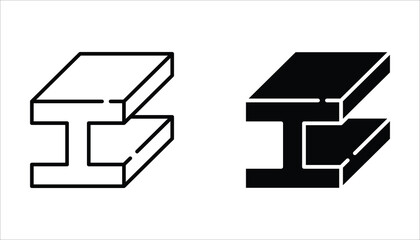 T-beam icons set, of vector icons isolated on a white background.