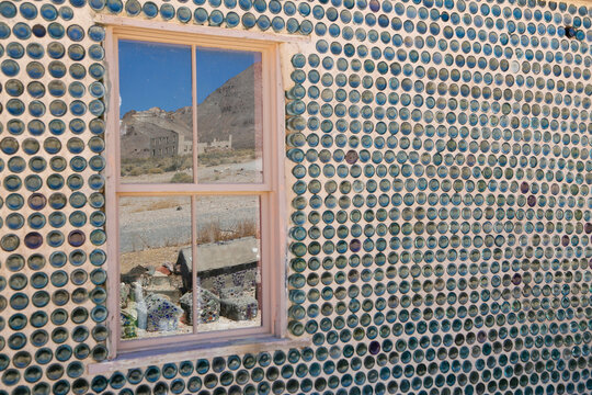 Rhyolite, Nevada, USA. Abandoned old home made with glass bottles. 