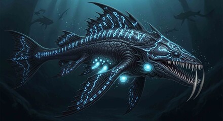 Fearsome bioluminescent deep sea monster fish