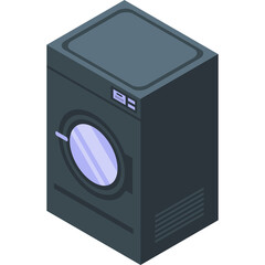 Obraz premium Isometric Dark Gray Washing Machine Appliance With Transparent Glass Door Detailed Illustration In Clean Design