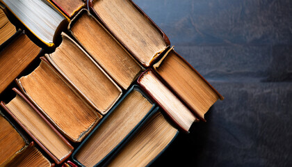 Old books arranged highlighting their historical significance. Neatly arranged representing a collection of wisdom