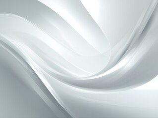 Abstract flowing white and gray shapes create a dynamic, smooth, airy design
