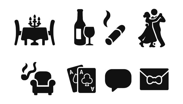 Elegant lifestyle icons vector set luxury events and activities