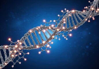 DNA Strand with Glowing Connections - A Scientific Visualization.