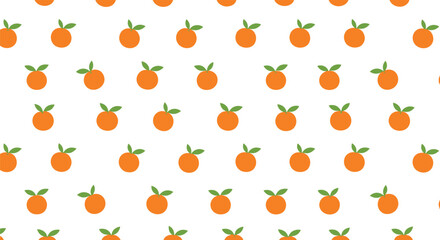 A simple and cute seamless pattern of small orange fruits with green leaves creating a fresh and fun background design.