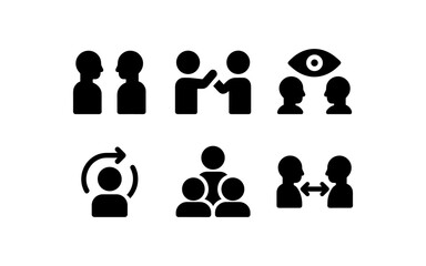 Minimalist communication icons highlighting interpersonal interaction concepts